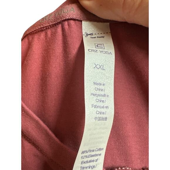 CRZ Yoga Women's Short Sleeve Soft Pima Cotton Henley T-Shirt Size XXL Dark Rose - Picture 6 of 7